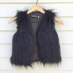 Lanshifei Black Faux Fur Vest Kids Size XXL